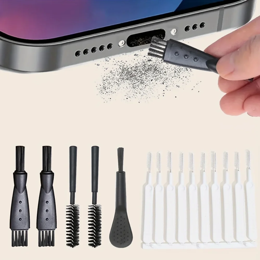 18PCS Mobile Phone Charging Port Dust Brush (for Mobile Phone) Universal Winding Hole Cleaning Brush Set Tool