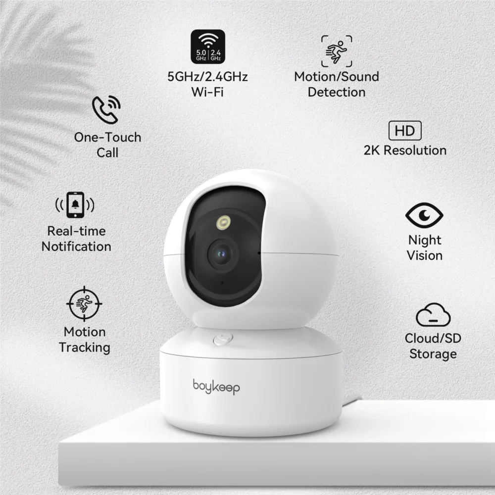 BoyKeep 3MP 5G/2.4GHz WiFi Indoor Home Security IP Smart Baby Monitor Camera Automatic Tracking 24/7 Video Surveillance Camera – Image 3