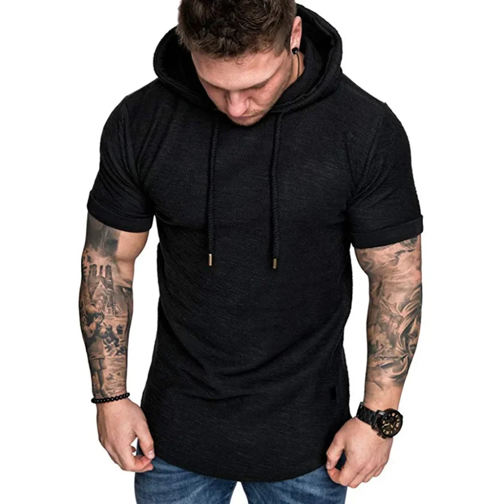 Sweatshirts Short Sleeve Men Hoodies Sweatshirt Casual Solid Color Man hoody For Male Hooded