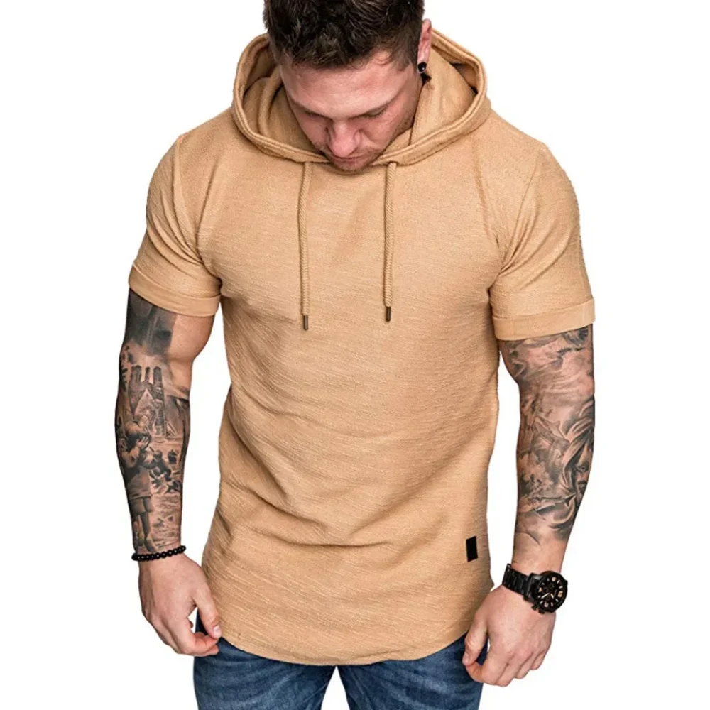 Sweatshirts Short Sleeve Men Hoodies Sweatshirt Casual Solid Color Man hoody For Male Hooded – Image 3