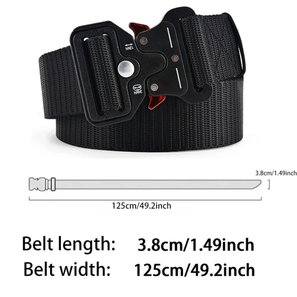 Plastic buckle tactical belt men's multifunctional military fan canvas belt outdoor faux nylon training waist belt – Image 2