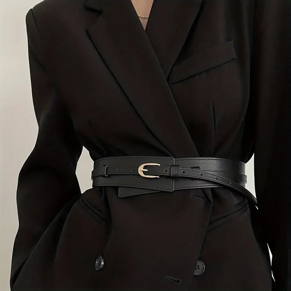 Detachable Girdle Stylish Pin Buckle Wide Waistband Vintage Coat Dress Belt For Women – Image 5