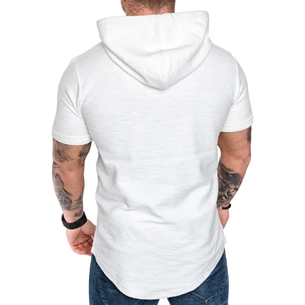 Sweatshirts Short Sleeve Men Hoodies Sweatshirt Casual Solid Color Man hoody For Male Hooded – Image 5