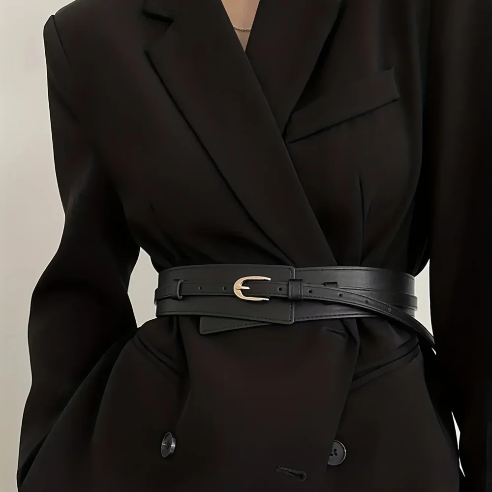 Detachable Girdle Stylish Pin Buckle Wide Waistband Vintage Coat Dress Belt For Women