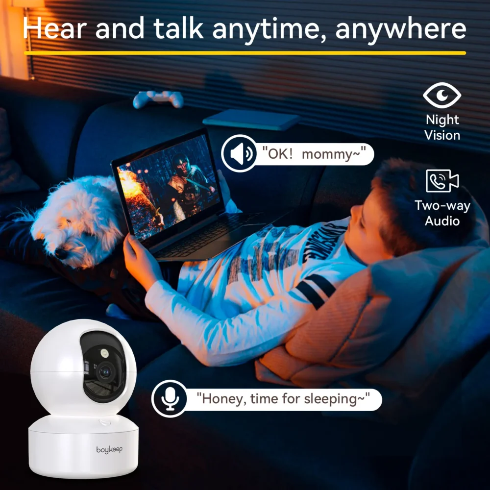 BoyKeep 3MP 5G/2.4GHz WiFi Indoor Home Security IP Smart Baby Monitor Camera Automatic Tracking 24/7 Video Surveillance Camera – Image 6