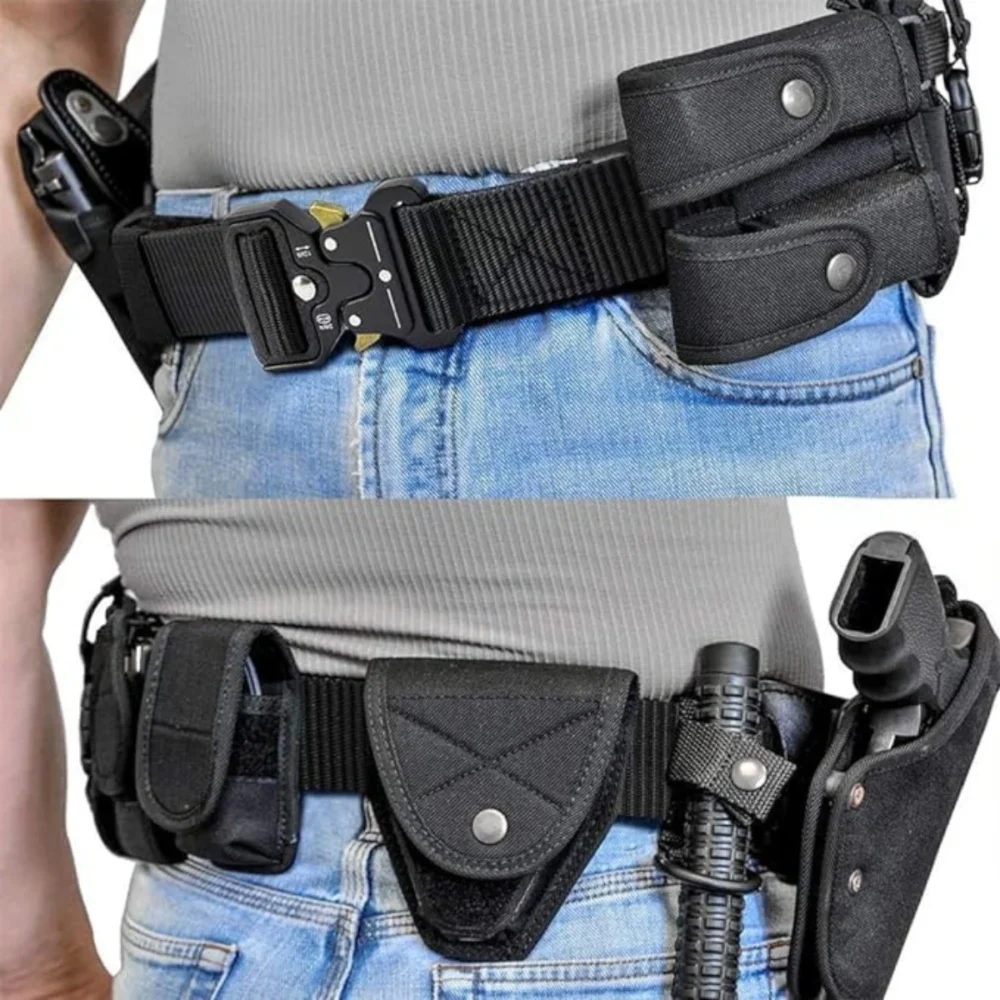 Plastic buckle tactical belt men's multifunctional military fan canvas belt outdoor faux nylon training waist belt – Image 8