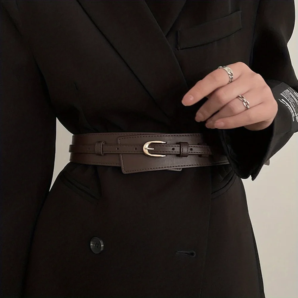 Detachable Girdle Stylish Pin Buckle Wide Waistband Vintage Coat Dress Belt For Women – Image 8